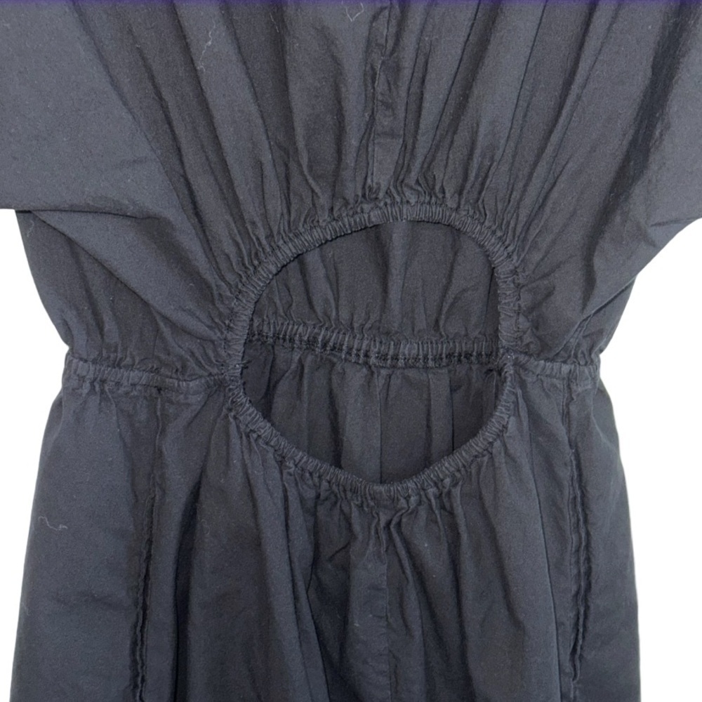 Stateside Black Summer Midi Dress Puff Sleeve Sz Large Coastal Beachy - Picture 11 of 13